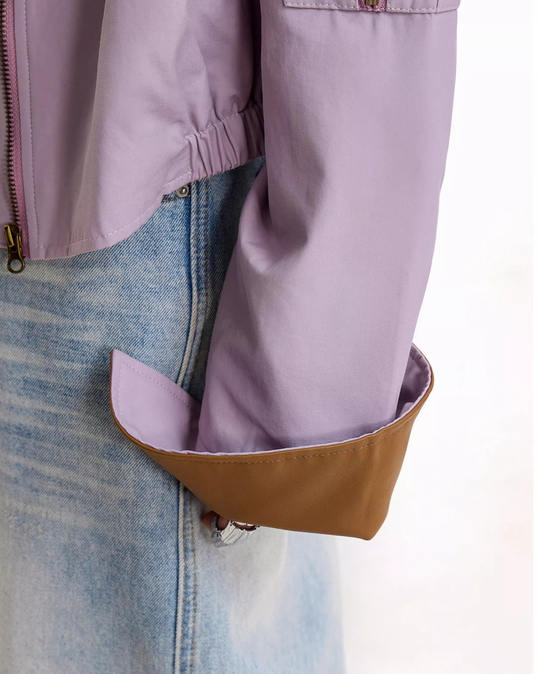 Contrast Lining Moto Jacket