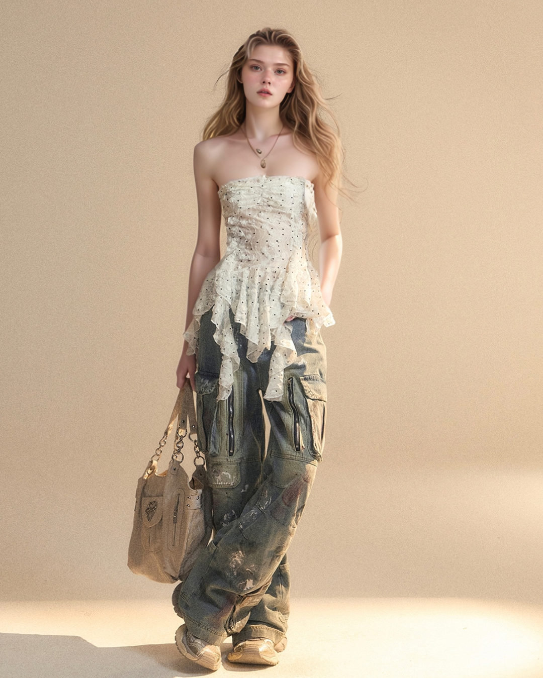 Sheer Lace Dot Bustier