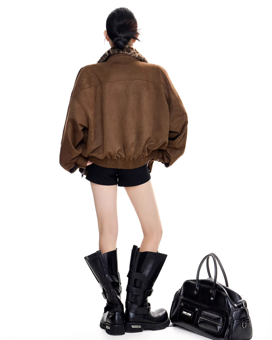 Leopard Collar Suede Jacket