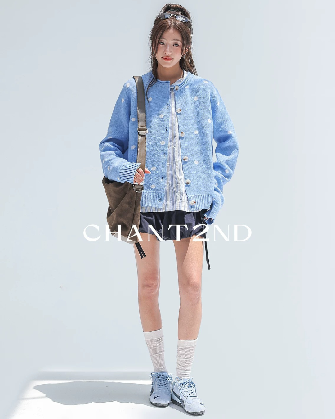 Powder Dot Crew Neck Cardigan