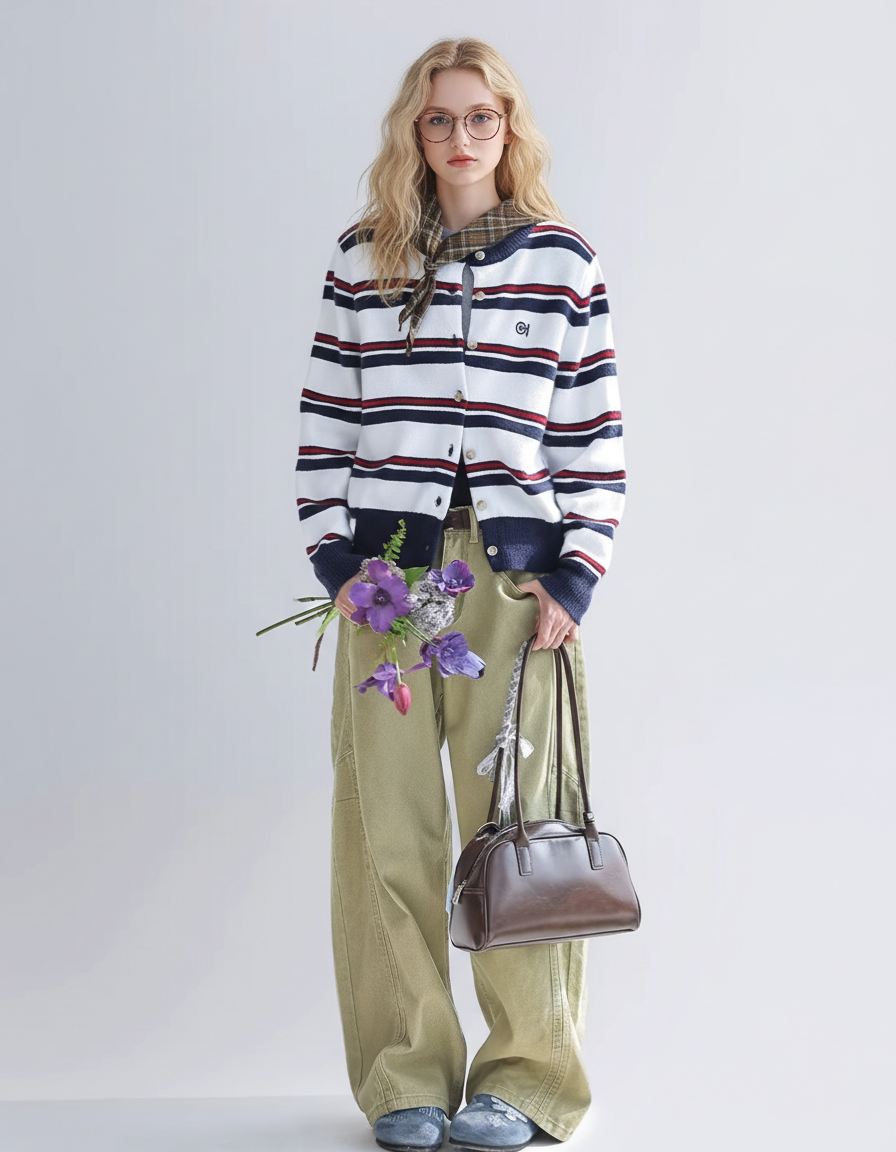 French Chic Striped Button-Up