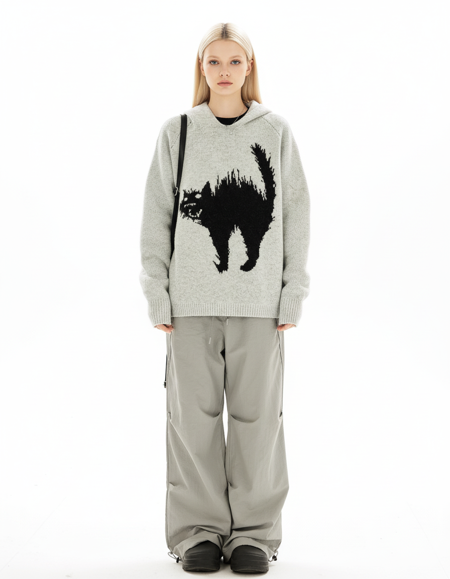 Animal Graphic Knit Hoodie