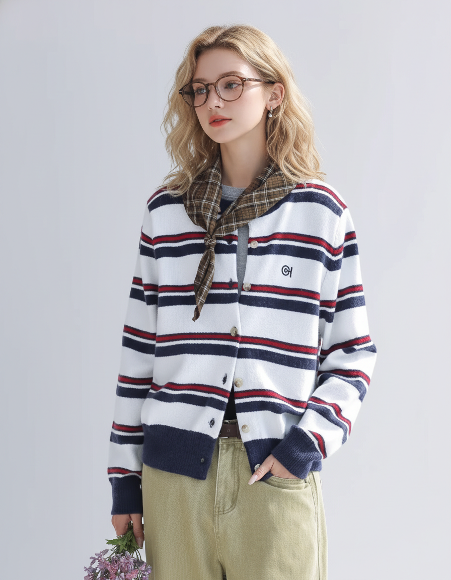 French Chic Striped Button-Up