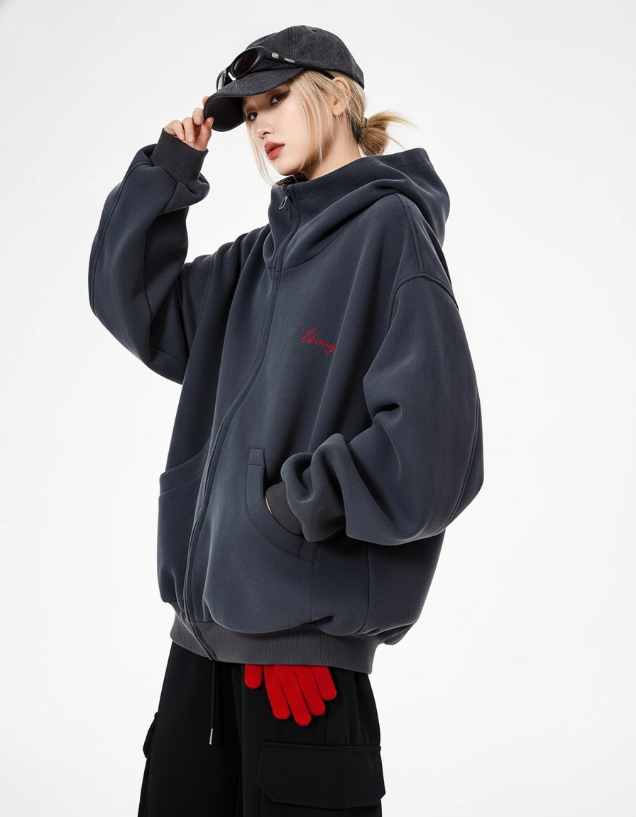 Check Inner Oversized Hoodie