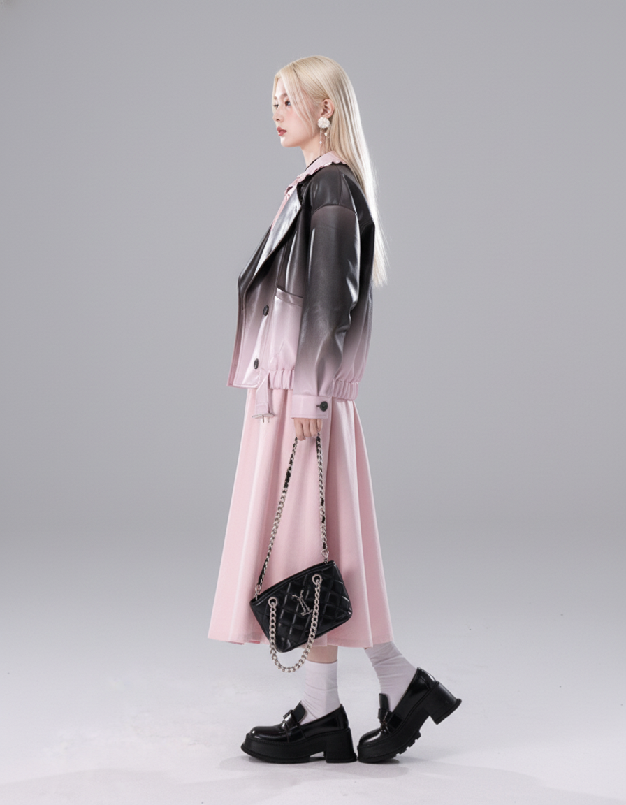 Gradient Vegan Leather Light Jacket