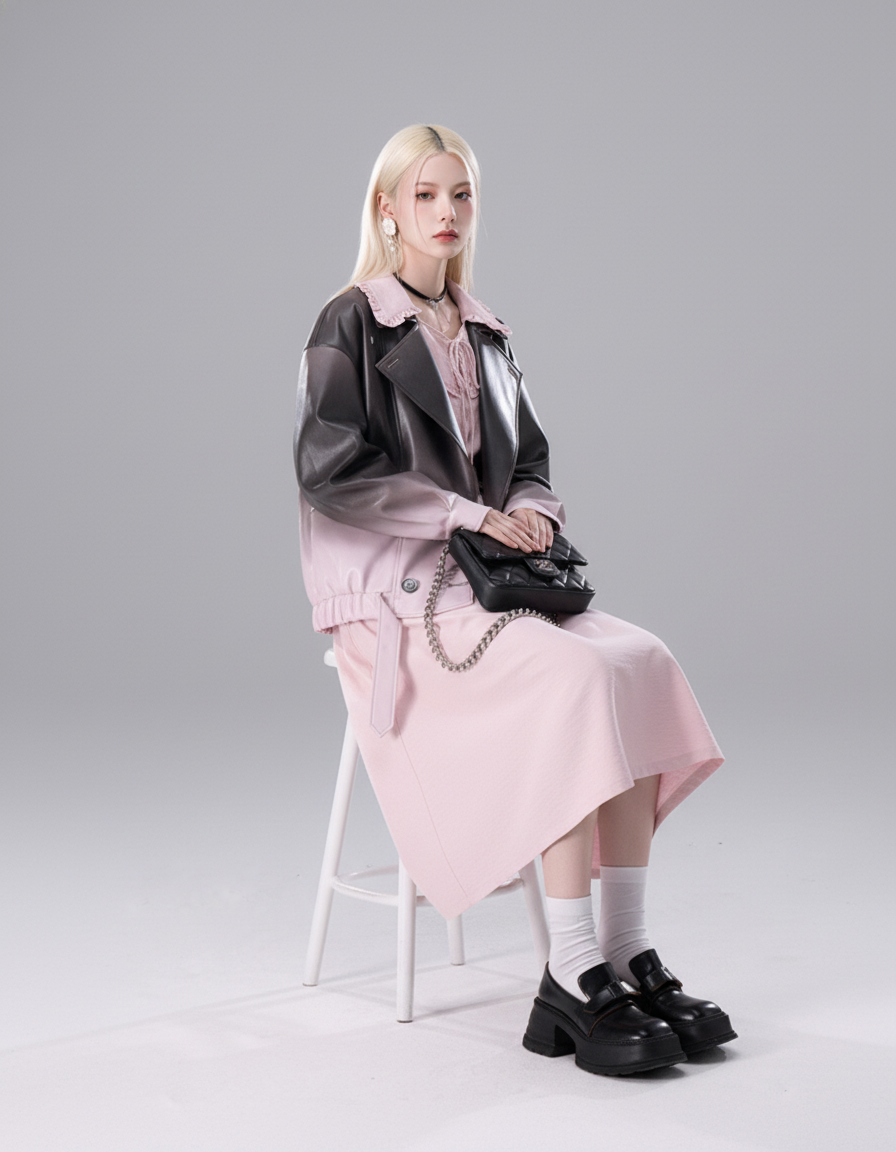 Gradient Vegan Leather Light Jacket