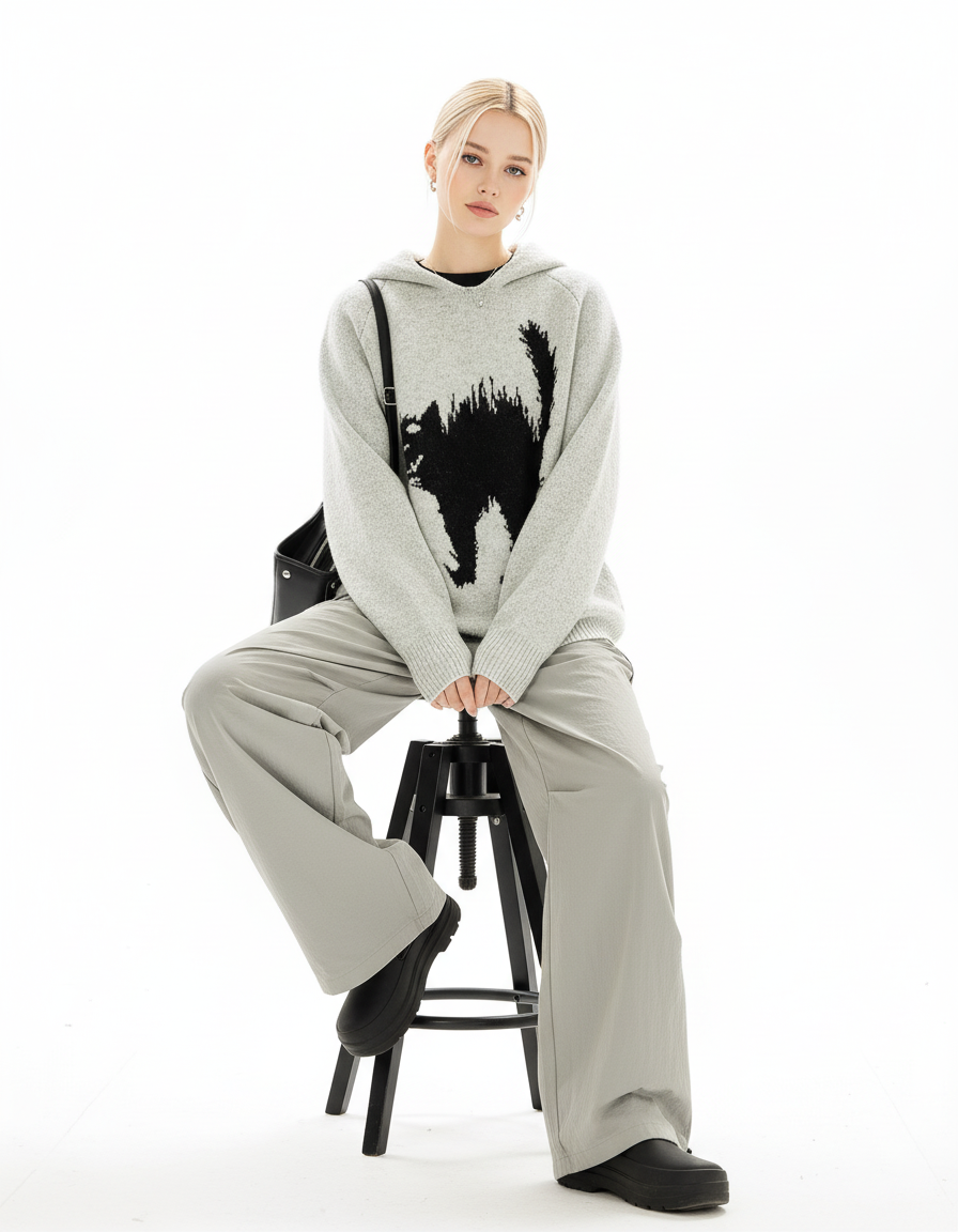 Animal Graphic Knit Hoodie