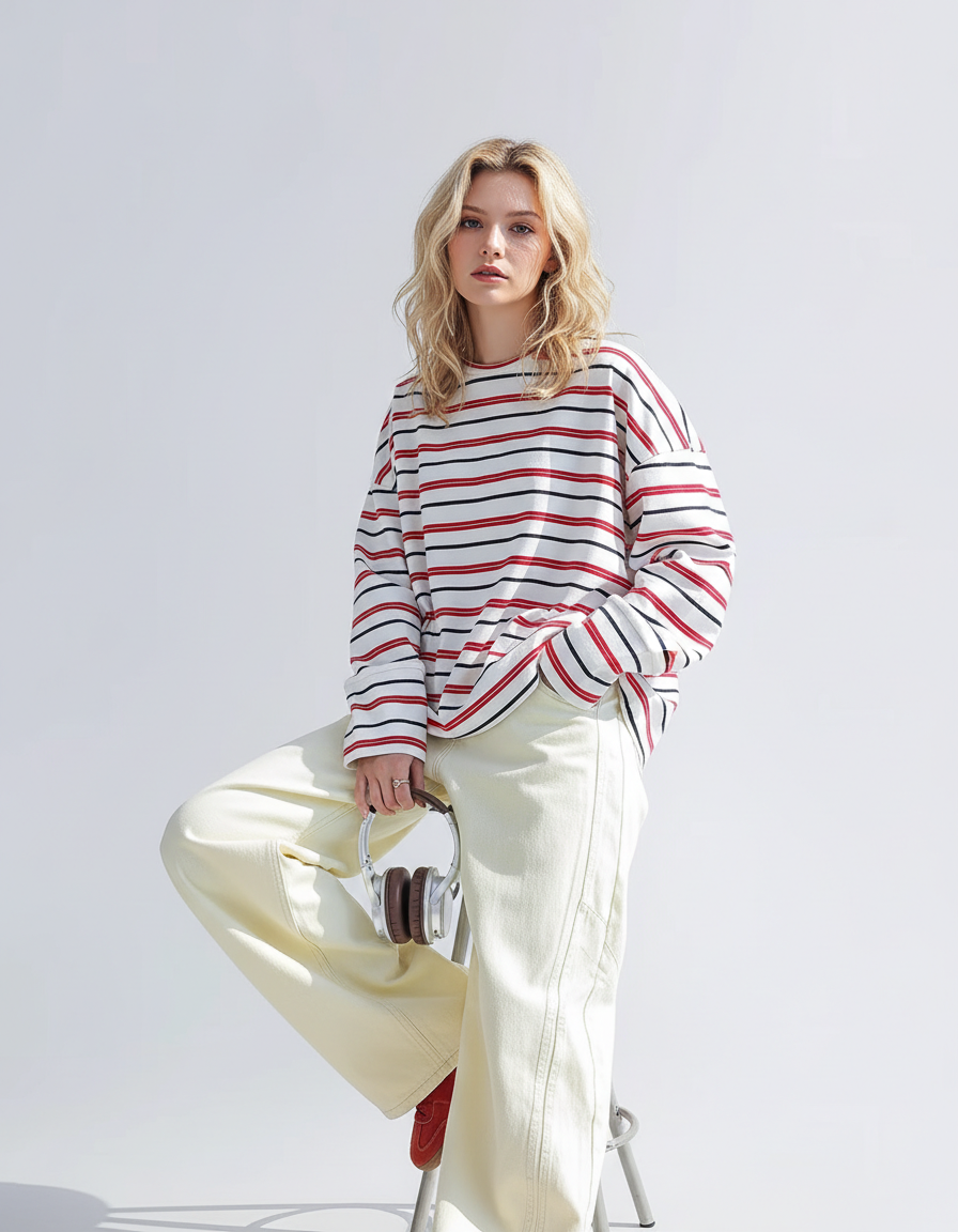 Retro Marine Border Long Sleeve