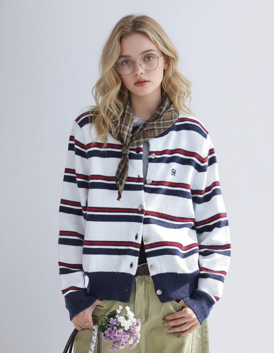 French Chic Striped Button-Up