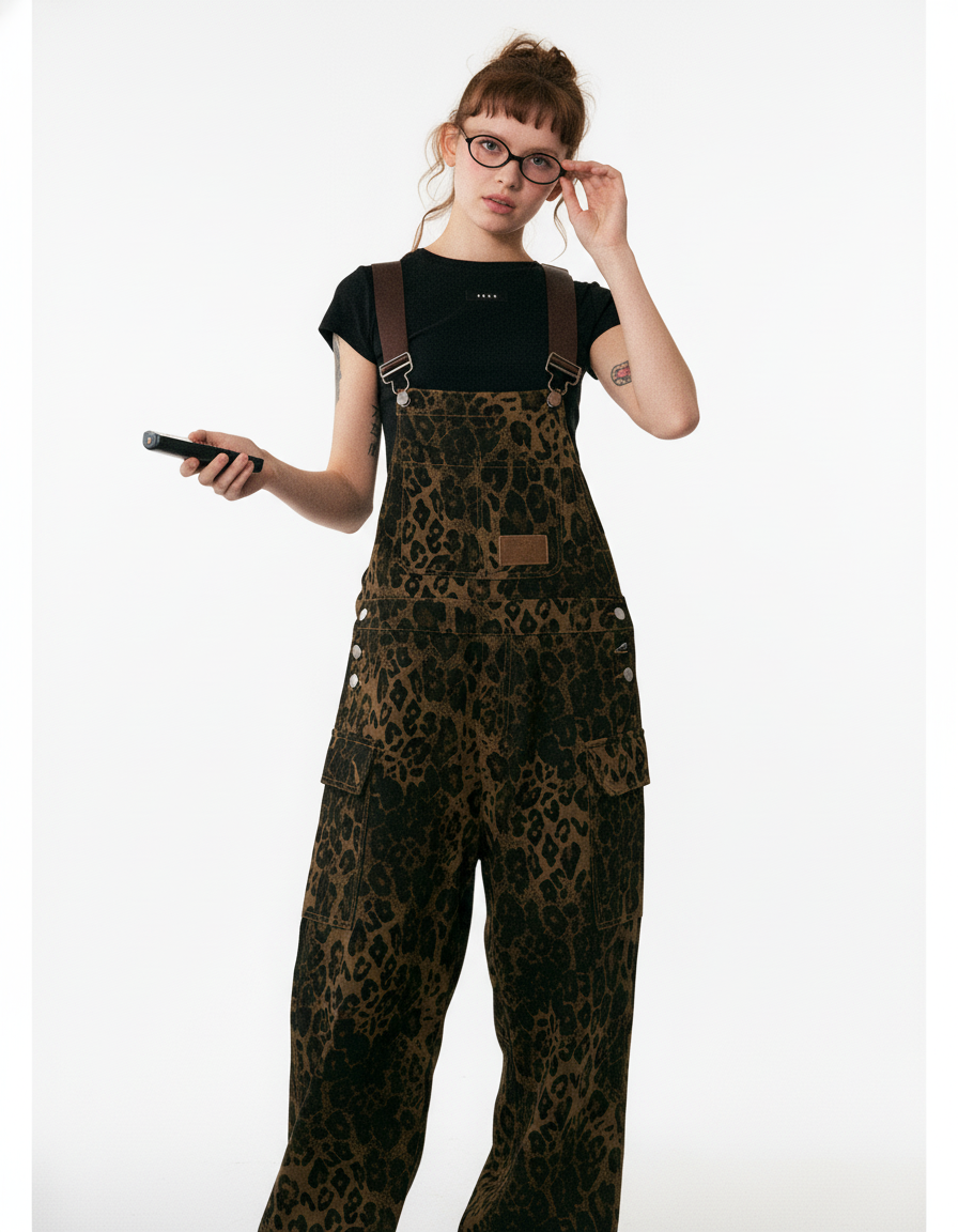 Leopard Print Overalls