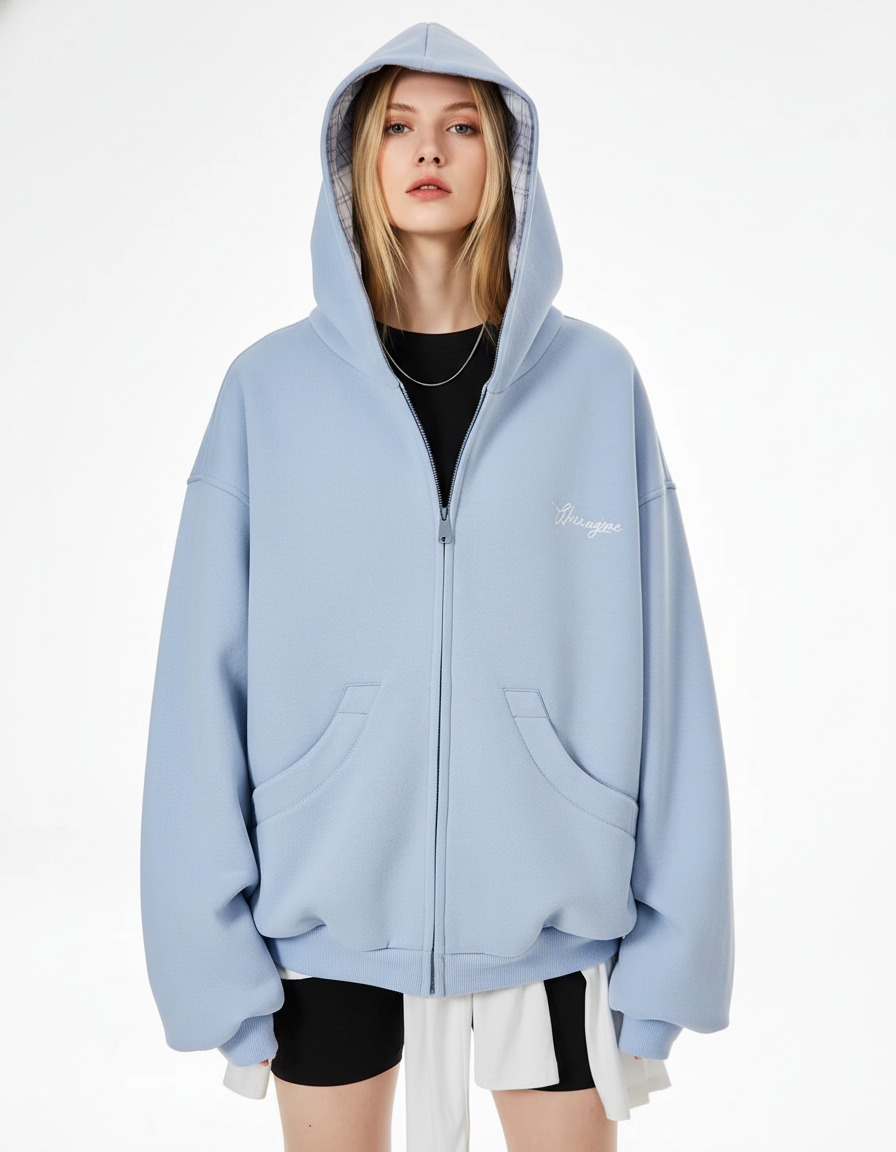 Check Inner Oversized Hoodie