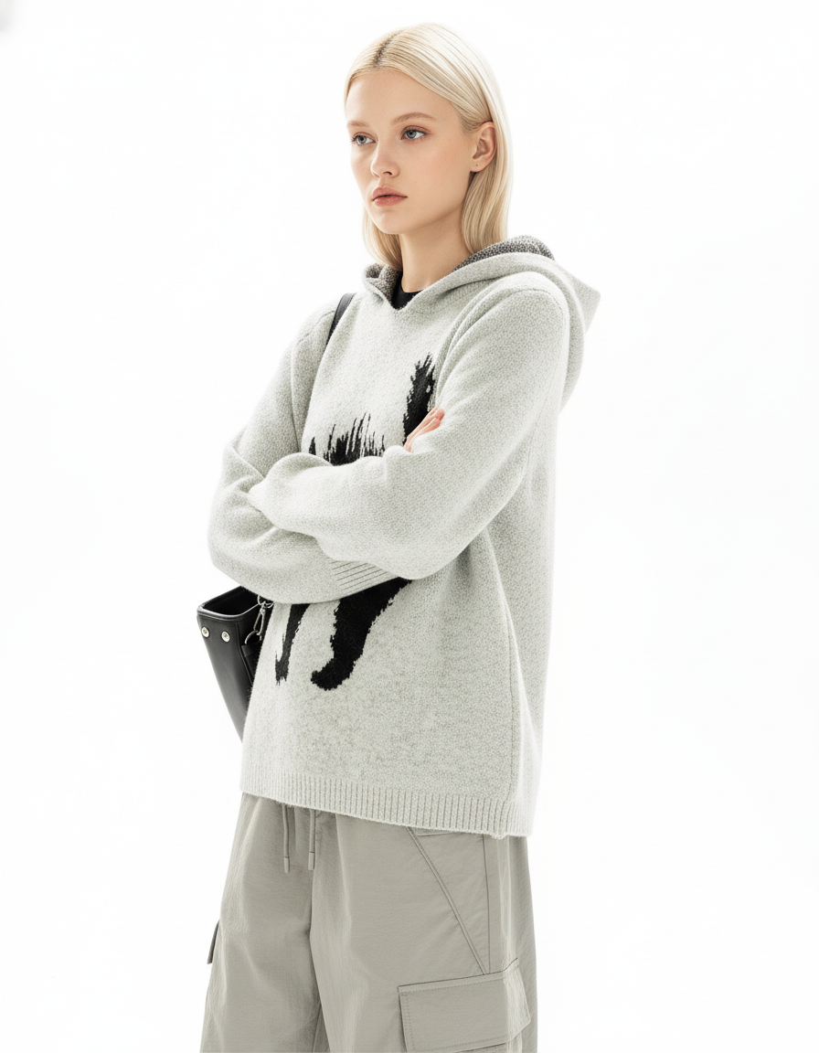 Animal Graphic Knit Hoodie