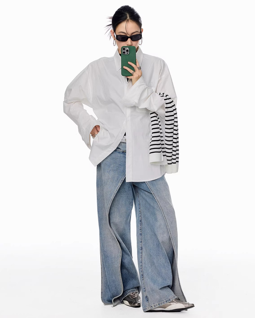 Scarf Set Oversized Shirt