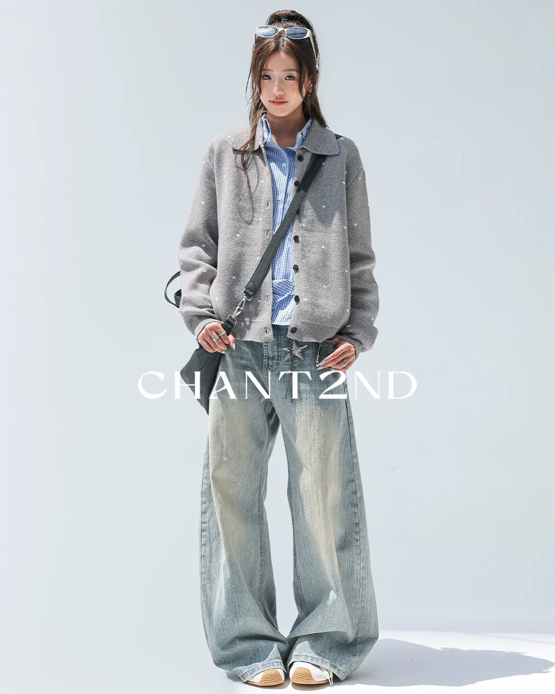 Heather Grey Dot Knit Shirt Jacket