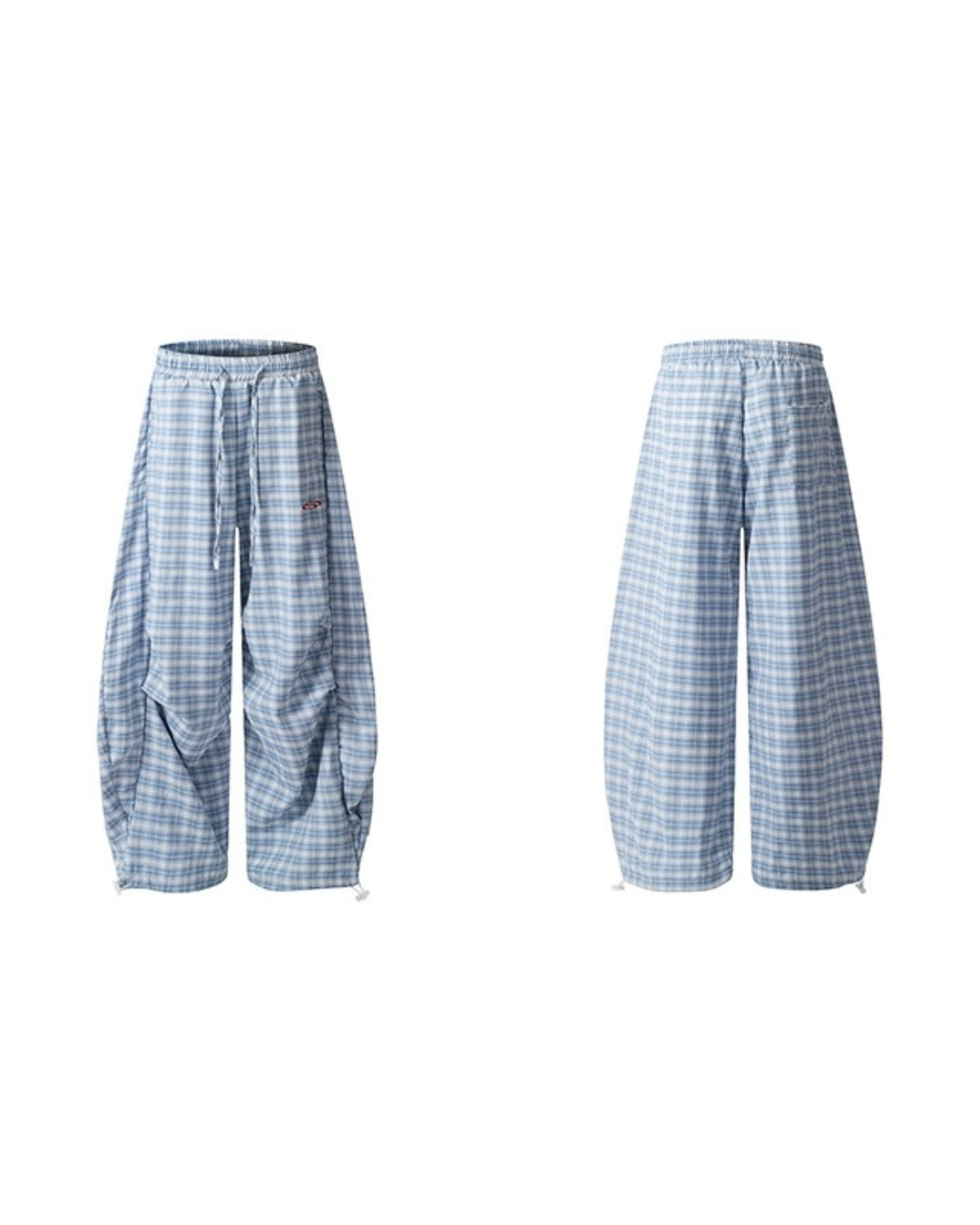 Check Pattern Wide-Leg Pants