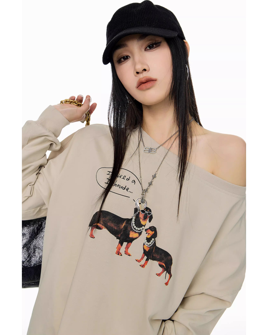 Dachshund Print Long Sleeve Tee