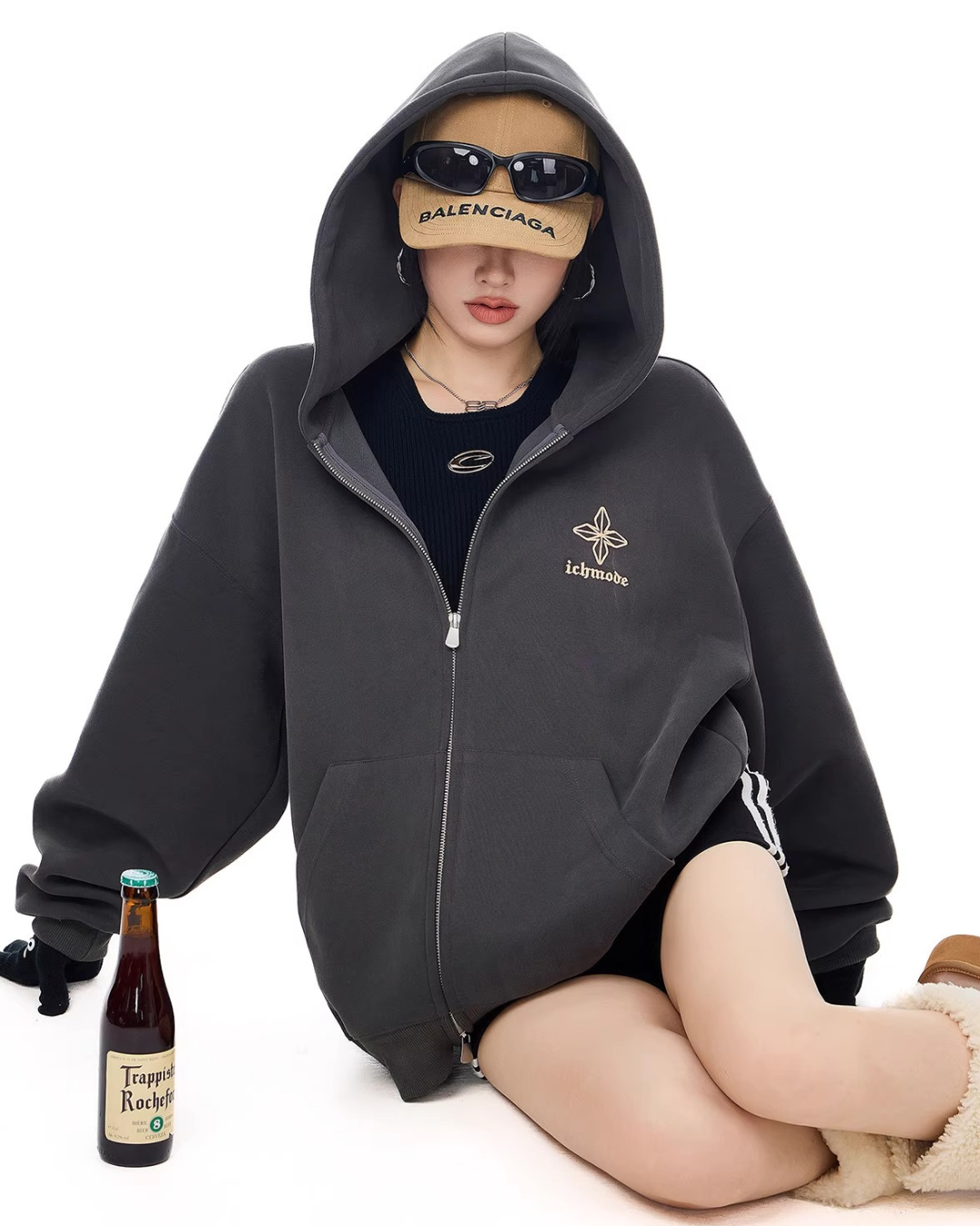 Bold Lettering Zip Hoodie