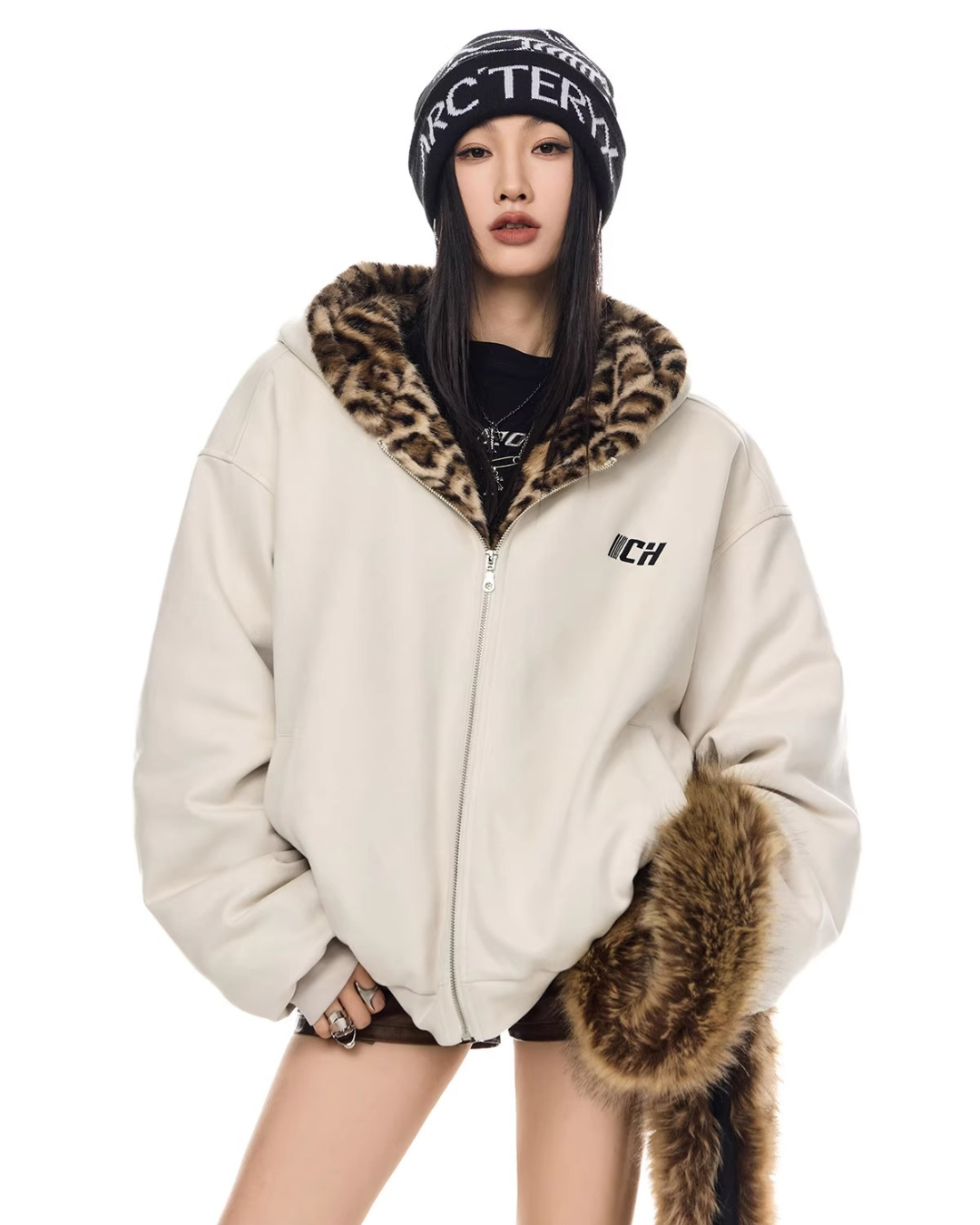 Leopard Lined Teddy Hoodie