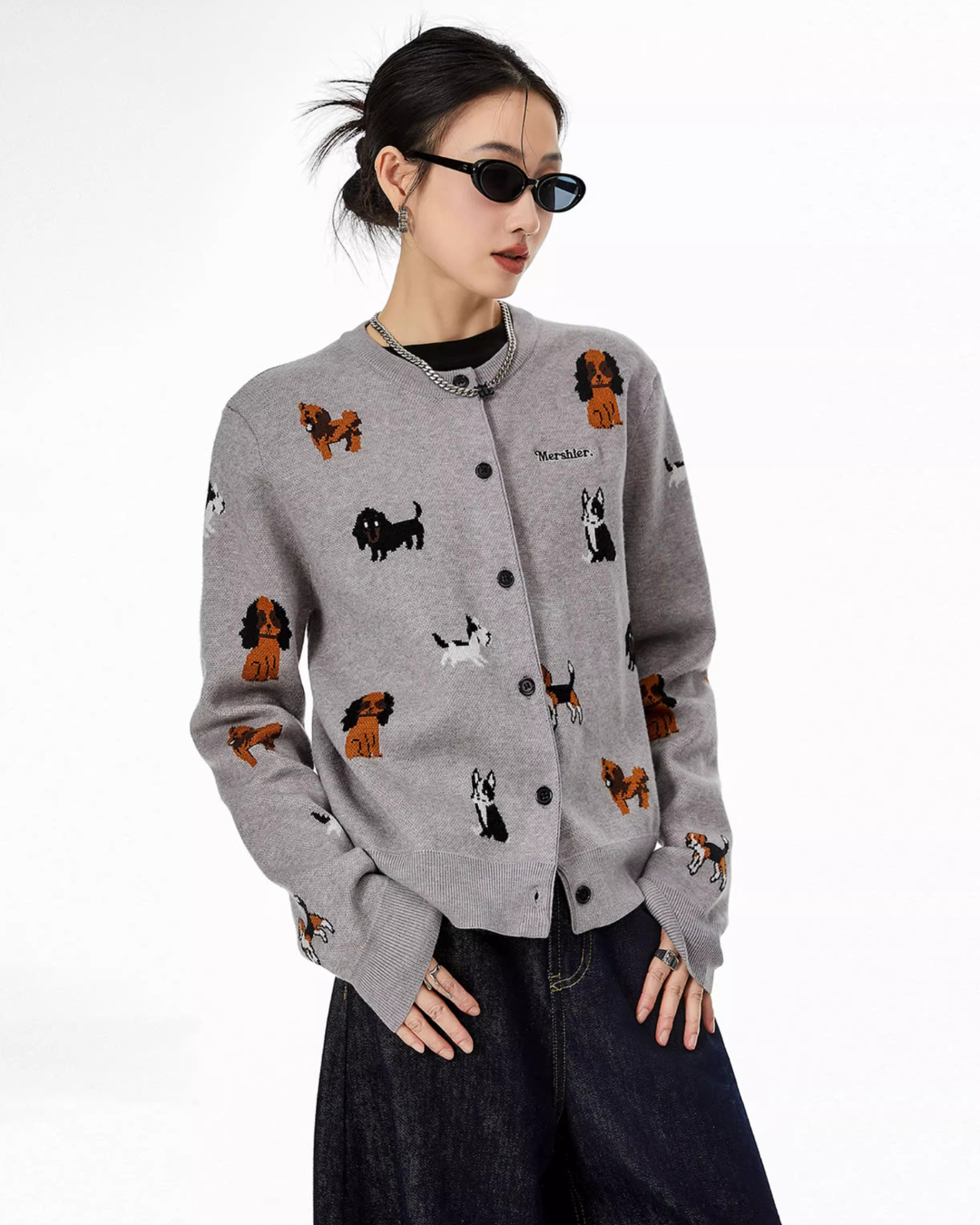 Puppy Graphic Cardigan