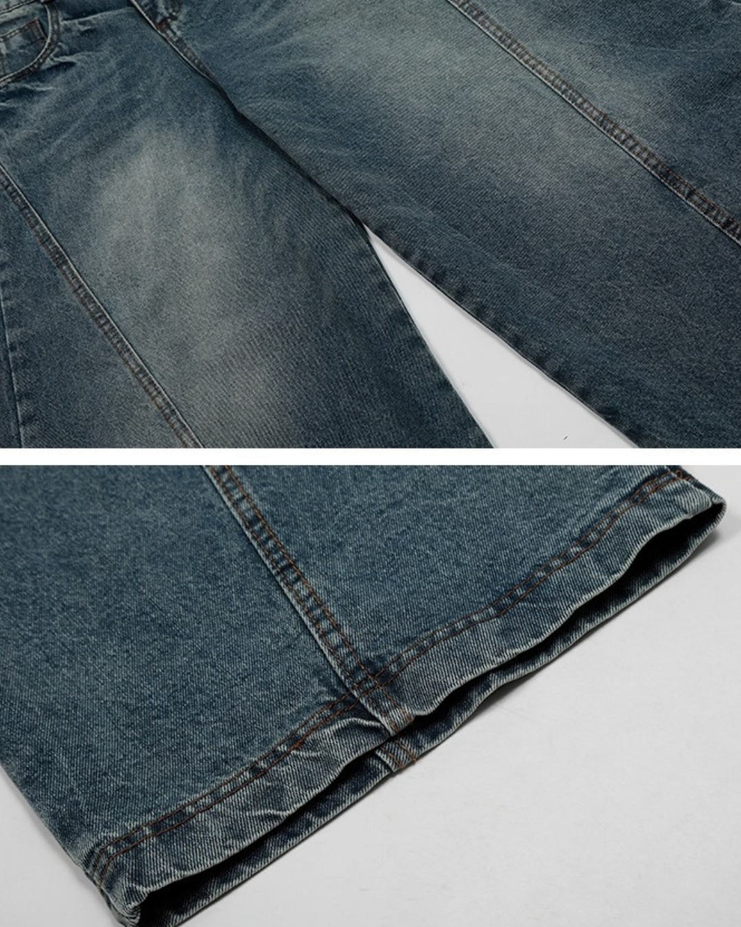 Distressed Seam Wide Jeans
