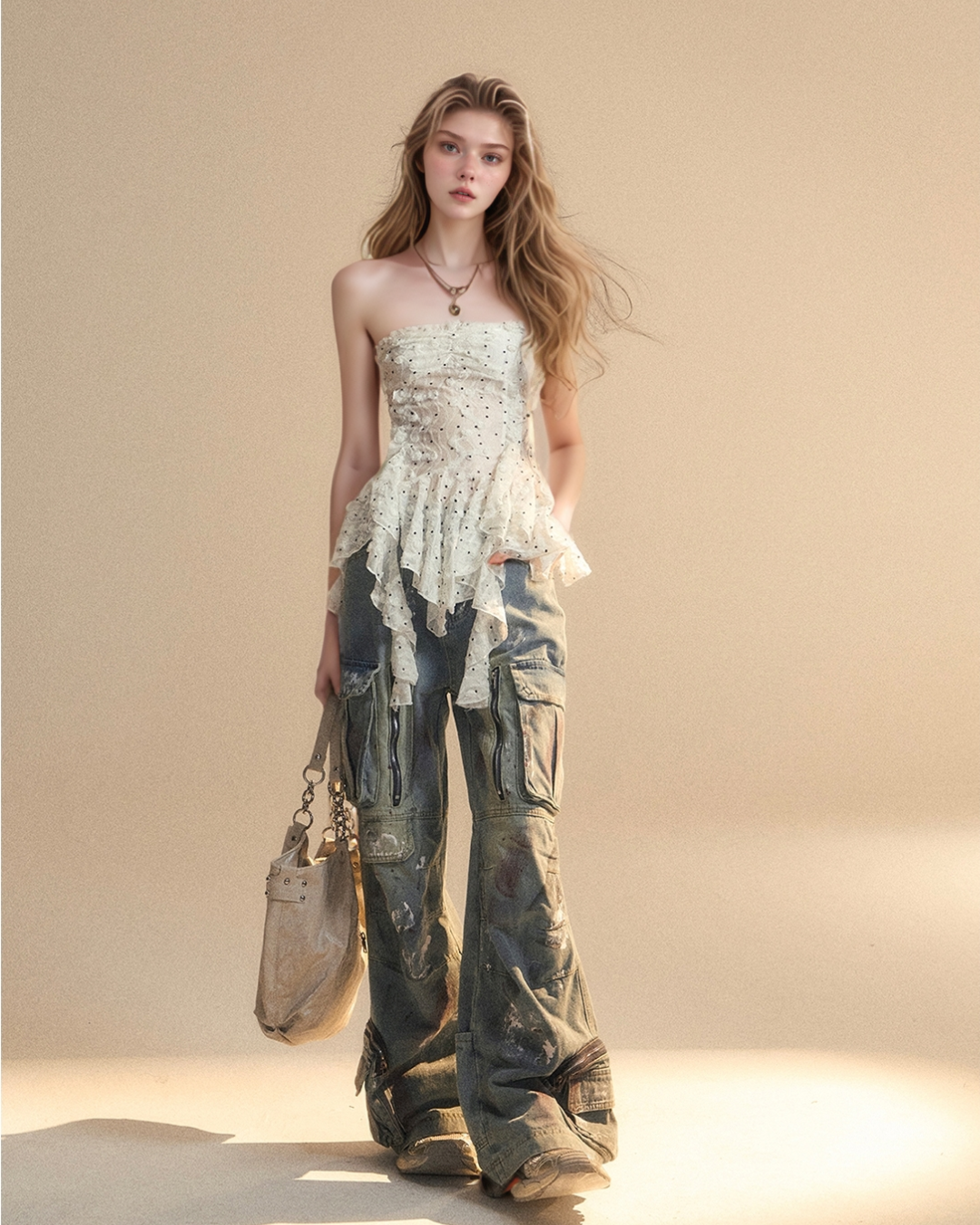 Sheer Lace Dot Bustier