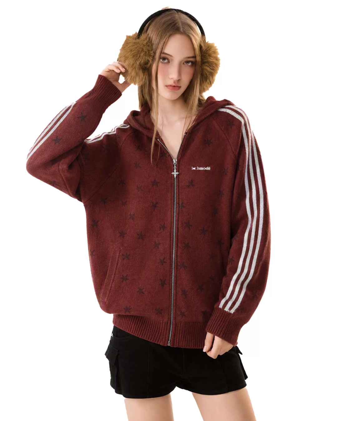 Star Jacquard Zip-Up Hoodie