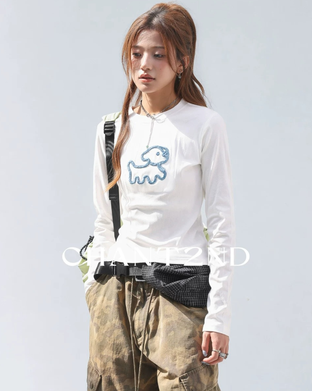 Line Art Dog Applique Knit Tee