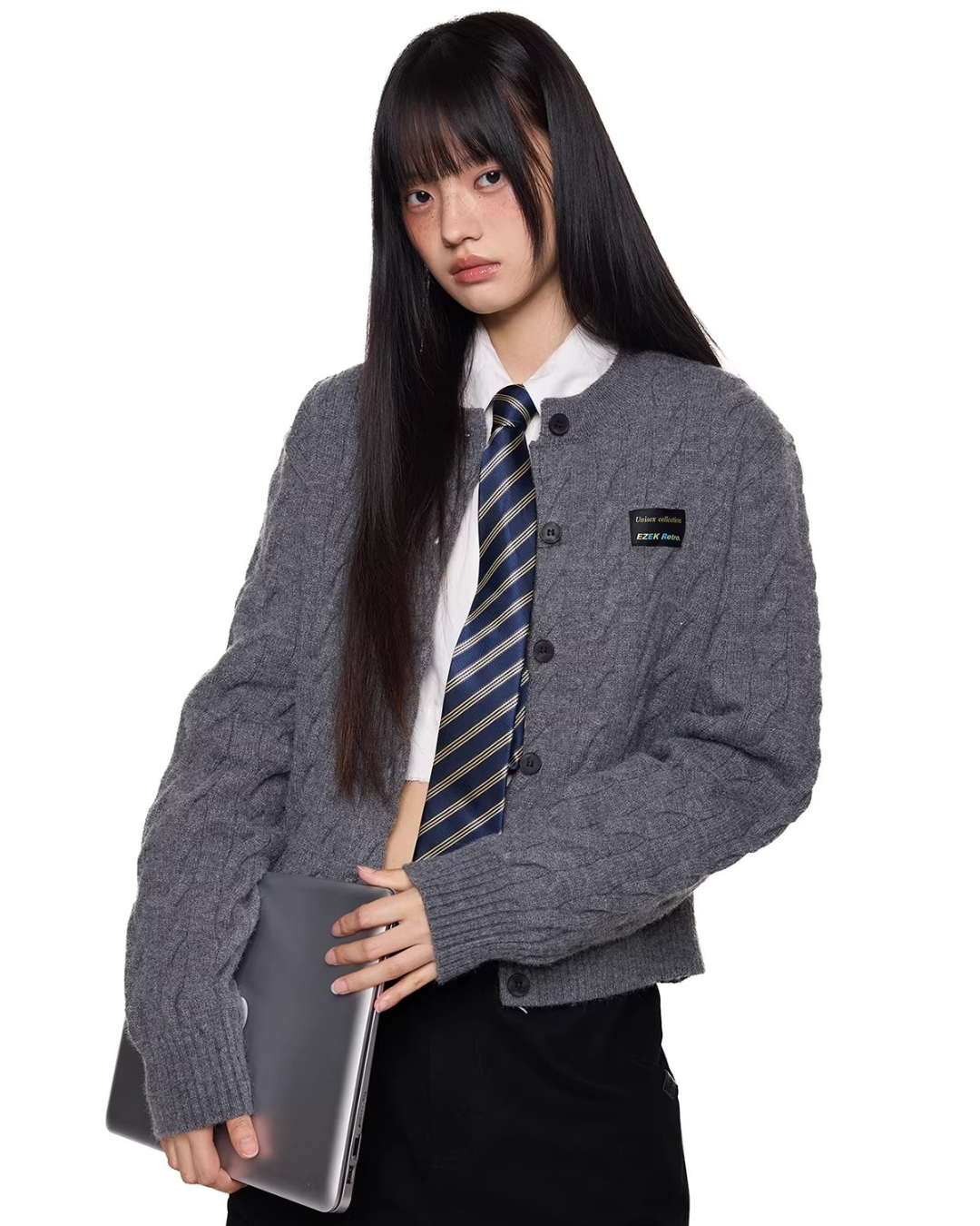 Braided Texture Oversized Knit Cardigan
