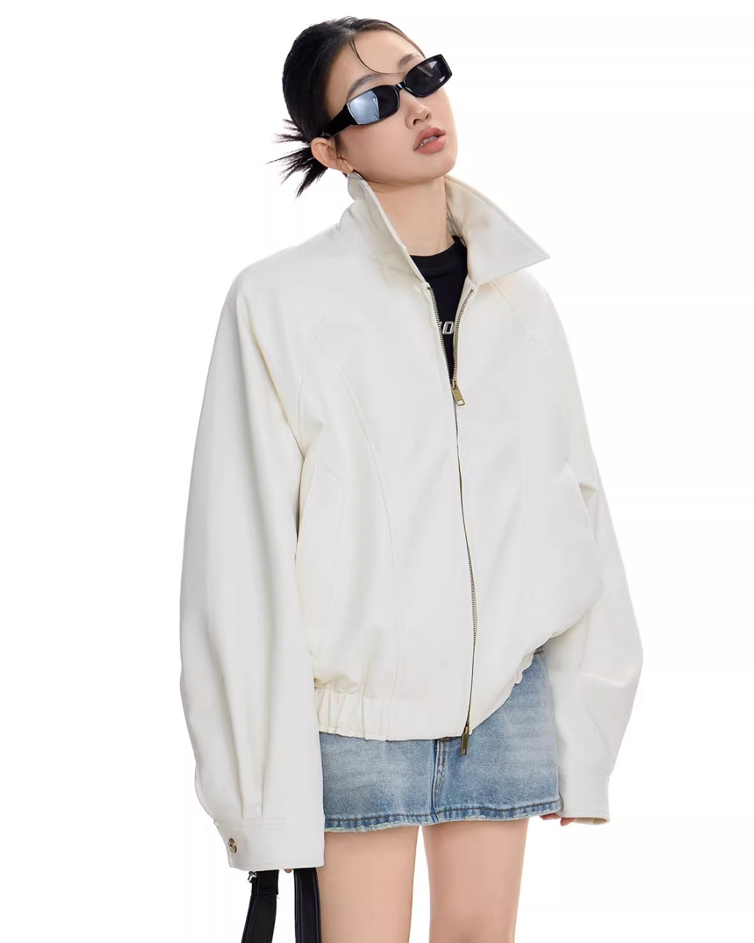 Soft Vegan Leather Balloon Jacket