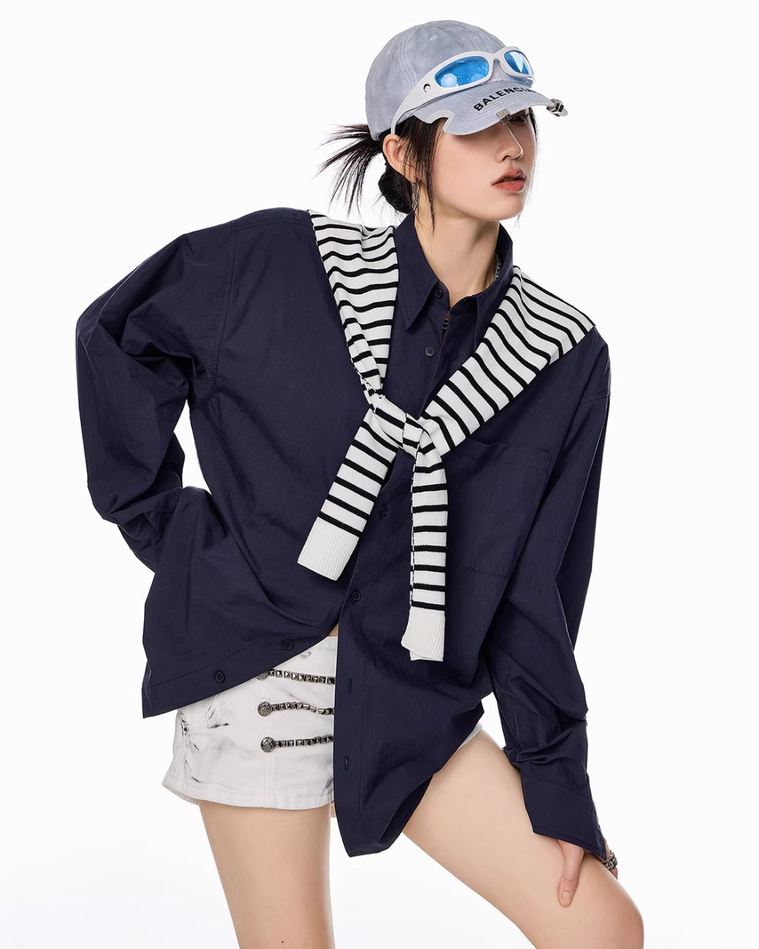 Scarf Set Oversized Shirt