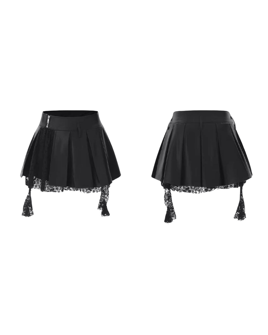 Vegan Leather Pleats Mini Skirt