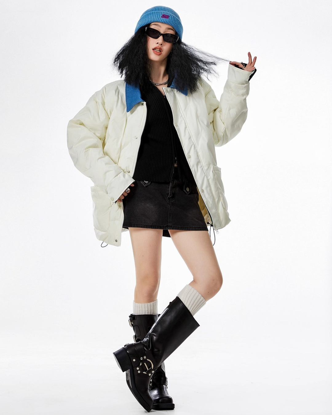 Contrast Collar Padded Jacket