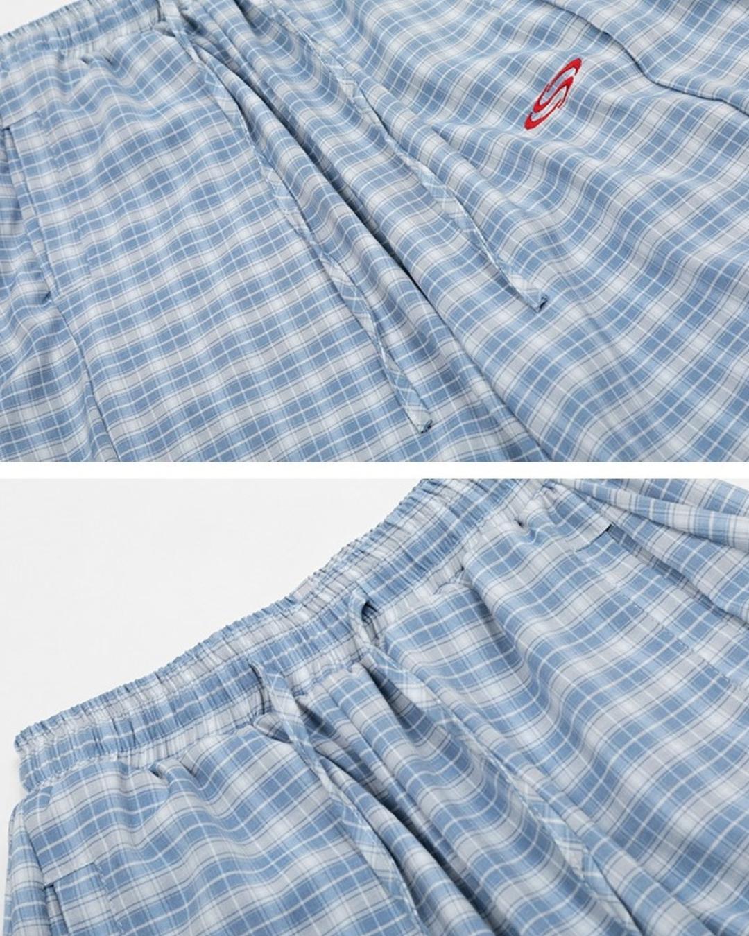 Check Pattern Wide-Leg Pants