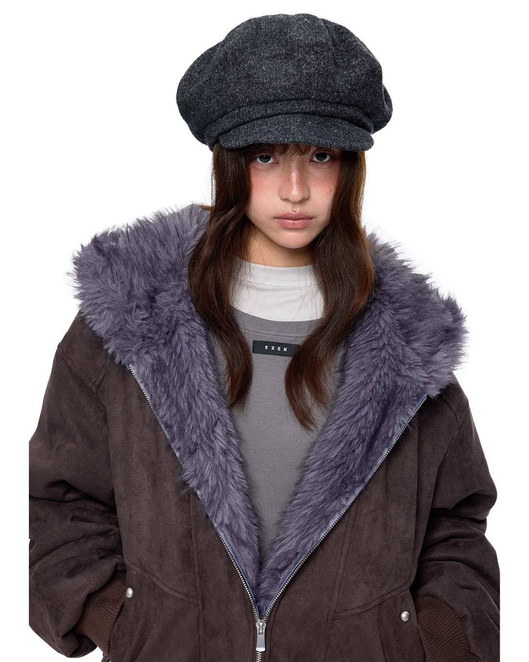 Faux Fur Suede Zip Jacket