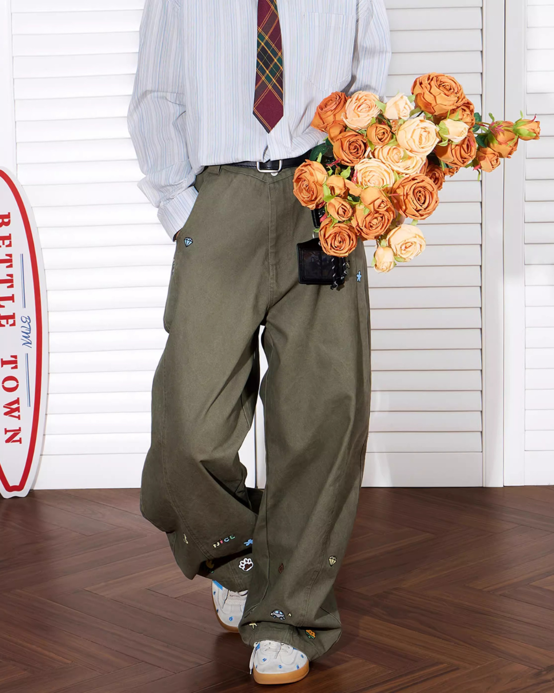 Playful Embroidered Wide Pants