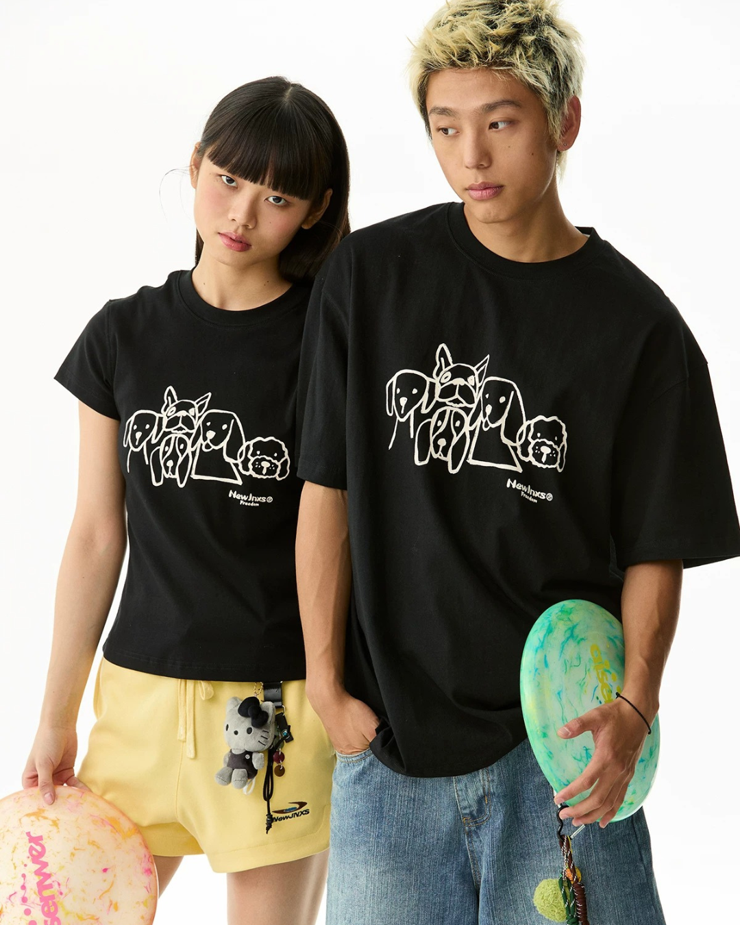 Dog Illustration Sleeve Top