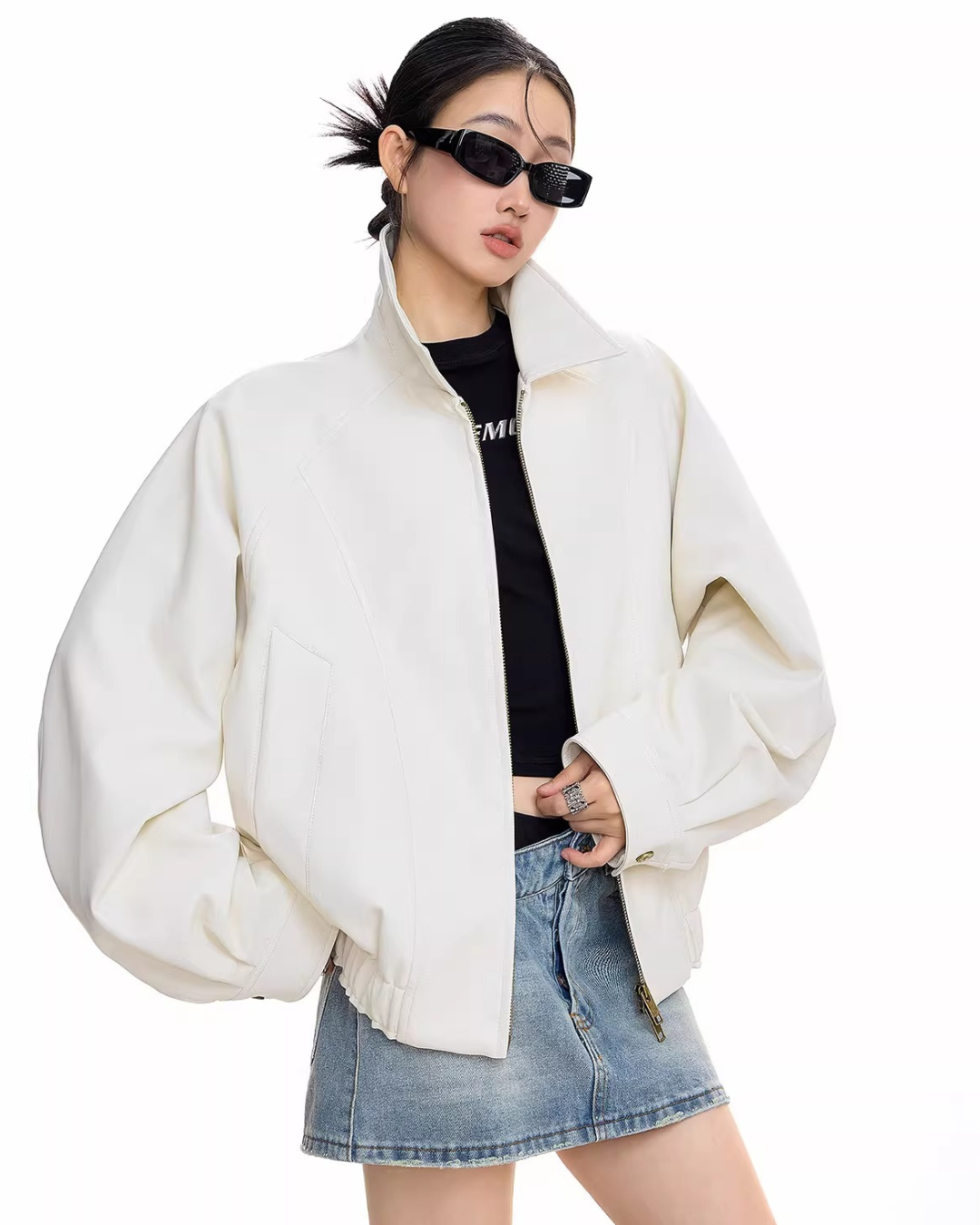 Soft Vegan Leather Balloon Jacket