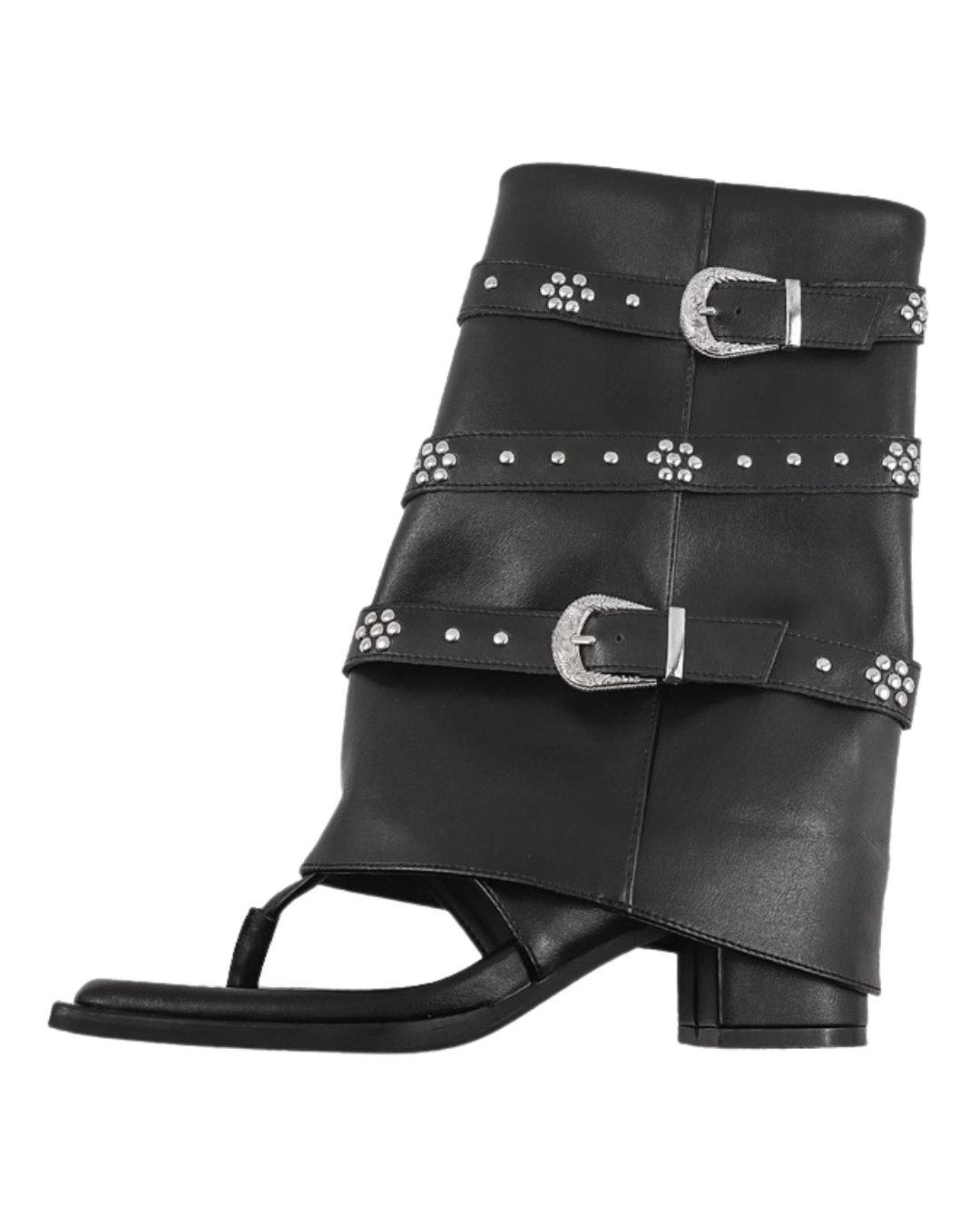 Thong Faux Leather Boots