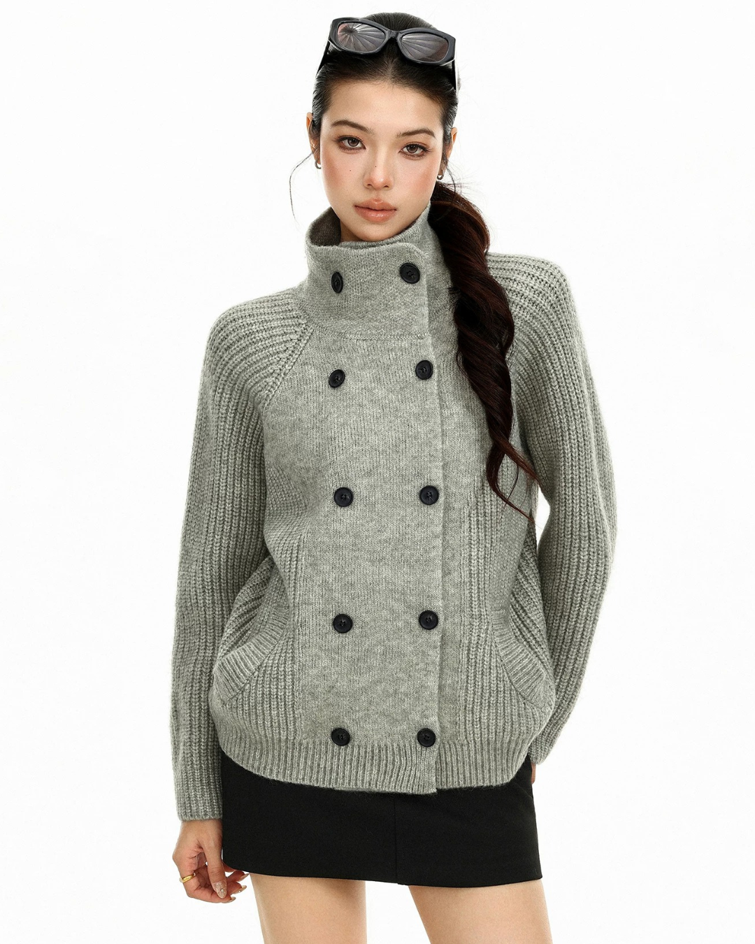 Double Breasted Knit Coat