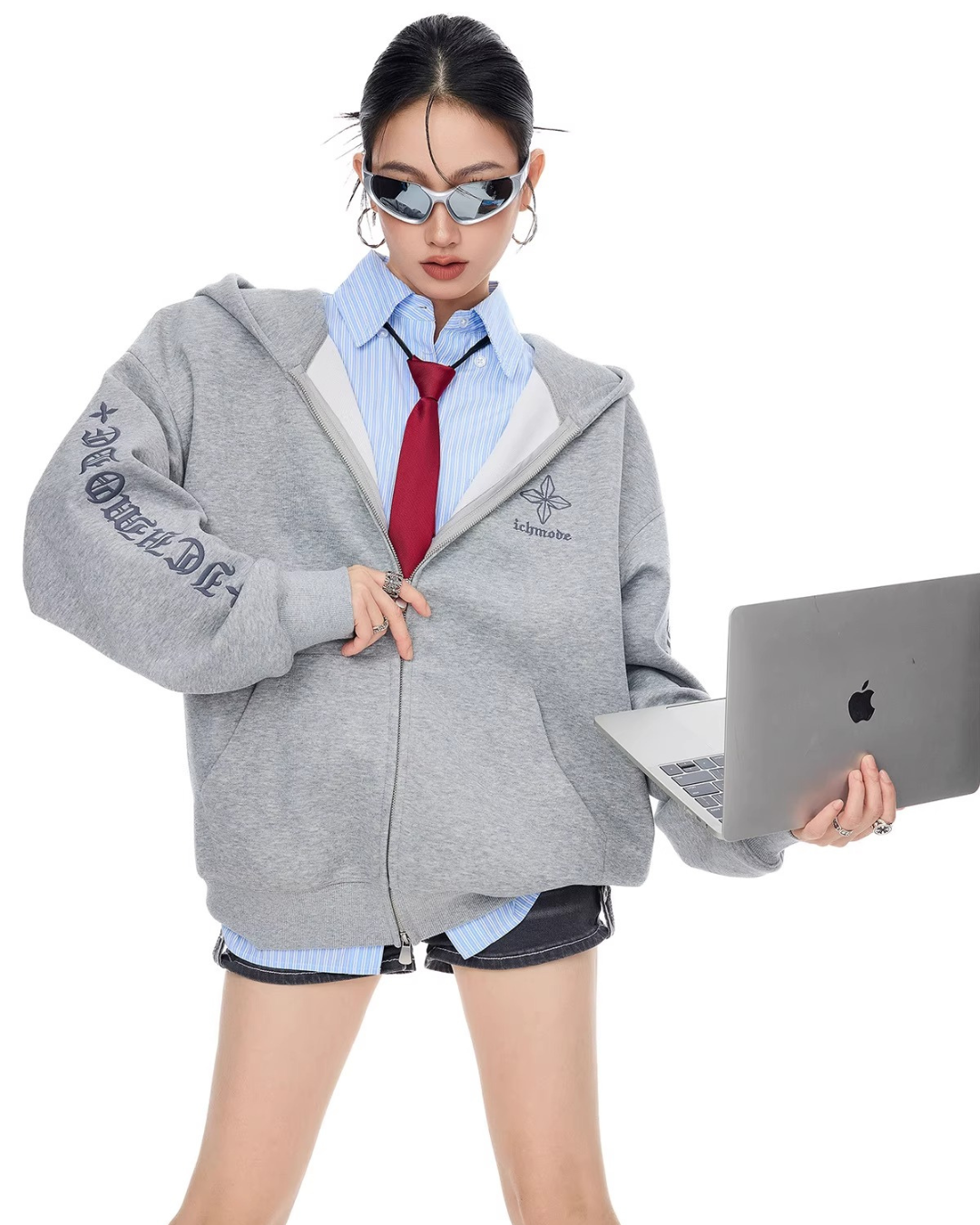 Bold Lettering Zip Hoodie