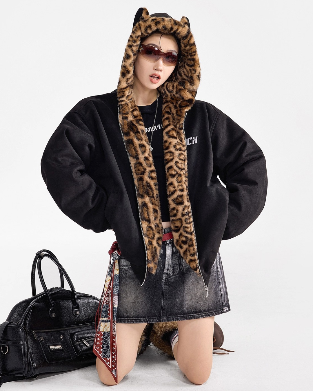 Leopard Lined Teddy Hoodie