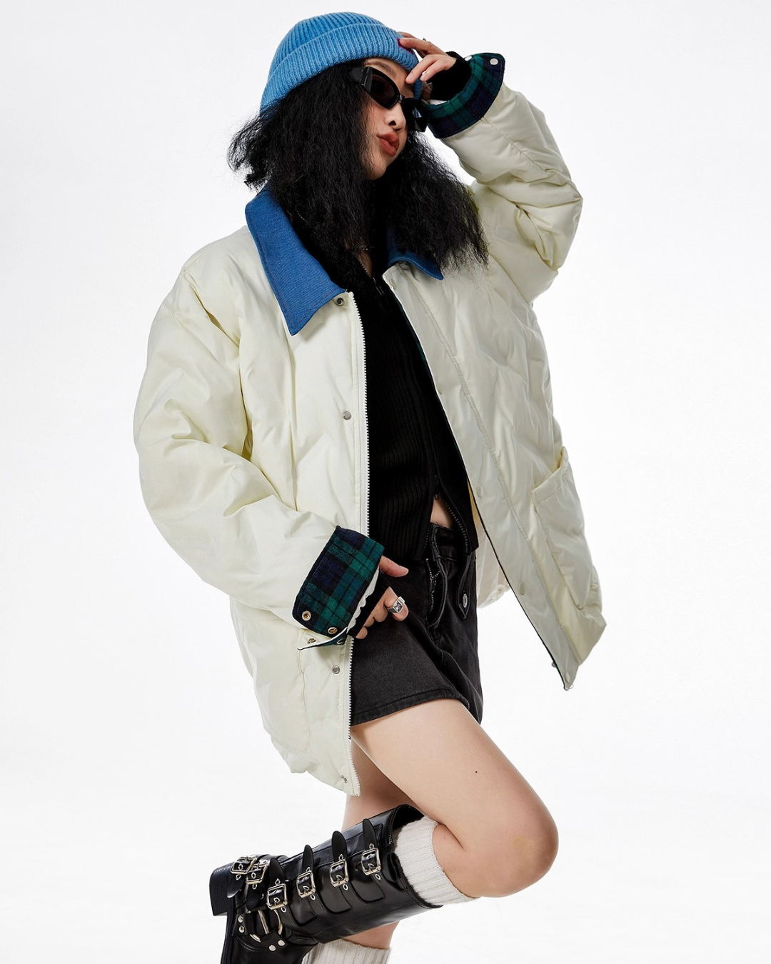 Contrast Collar Padded Jacket