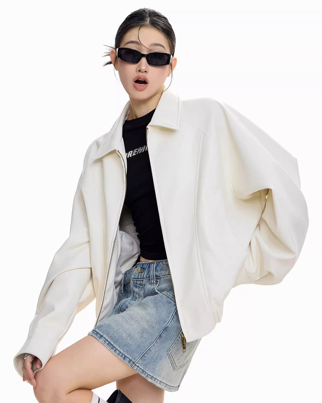 Soft Vegan Leather Balloon Jacket