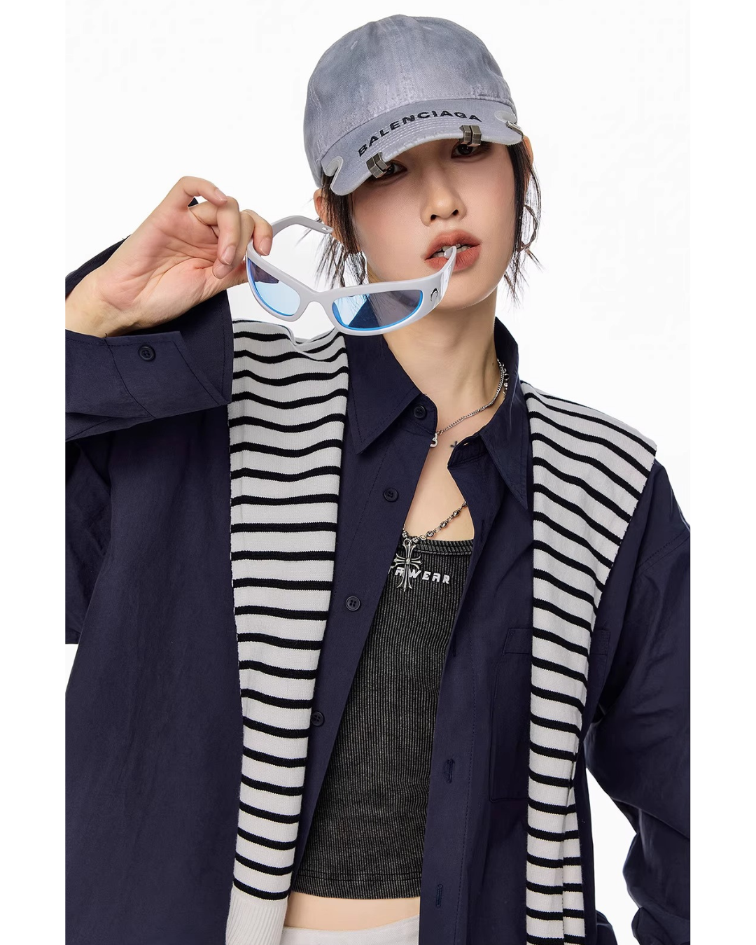 Scarf Set Oversized Shirt