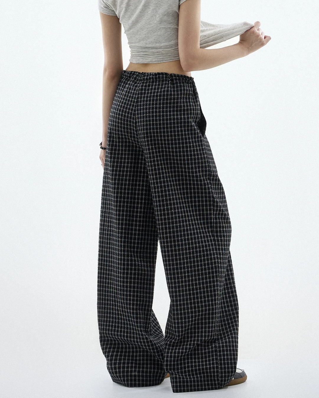 Sheer Textured Balloon Wide Trousers