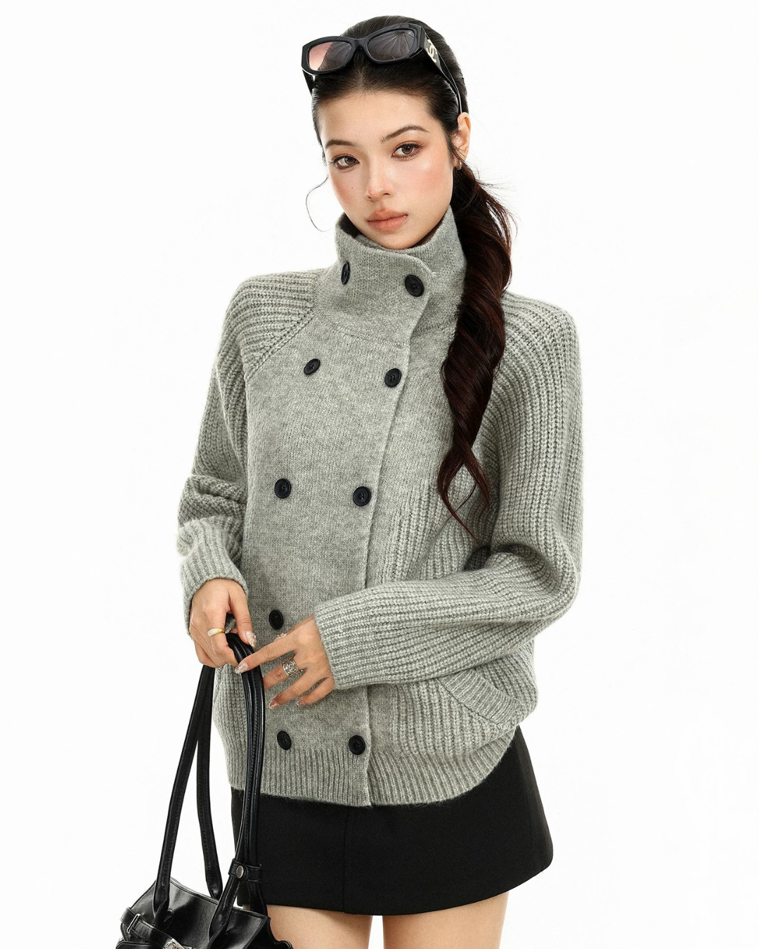Double Breasted Knit Coat