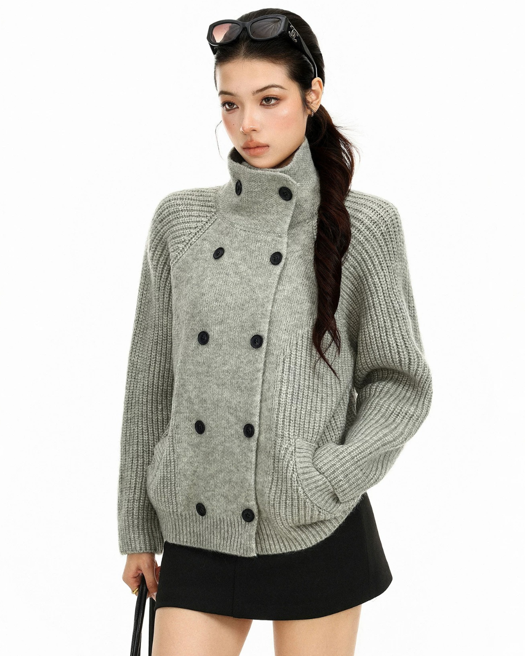 Double Breasted Knit Coat