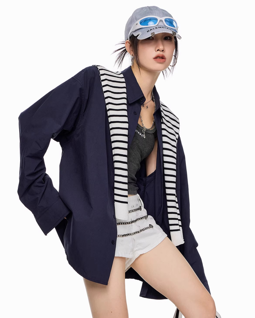 Scarf Set Oversized Shirt