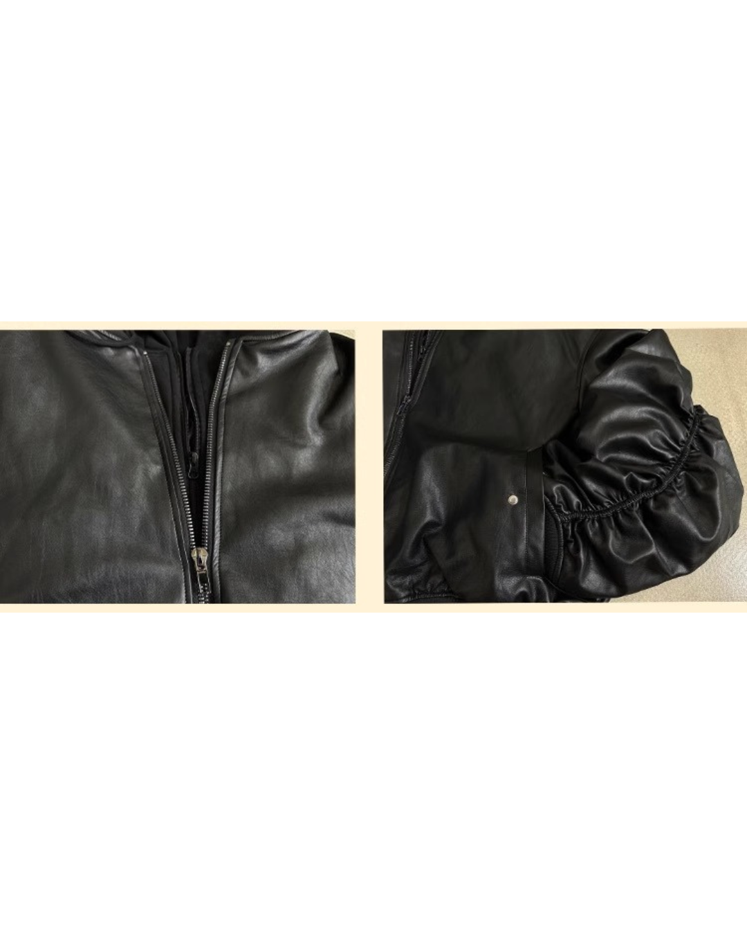 Volume Leather Hooded Jacket