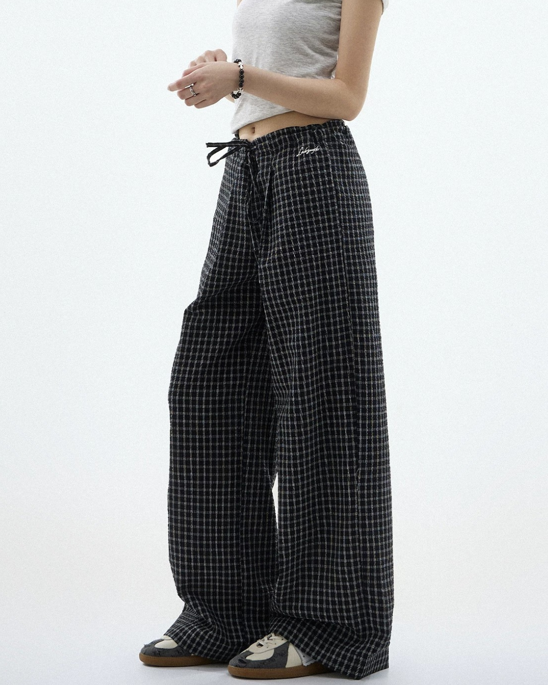 Sheer Textured Balloon Wide Trousers
